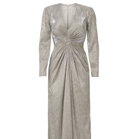 Ieena for Mac Duggal
Silver Shimmer V-neck Gown - Picture 3 of 13